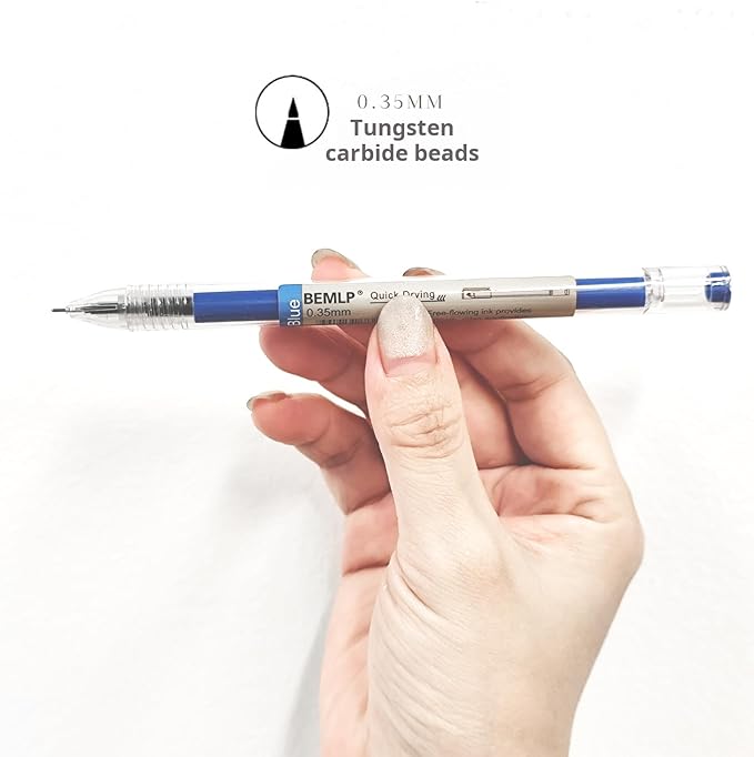 BEMLP Gel Ink Pen Extra fine point 0.35mm Blue Liquid Rollerball Pens Quick Drying Gel Pens School Office student Exam Writing Stationery Supply 12 Pcs/Set (Blue)