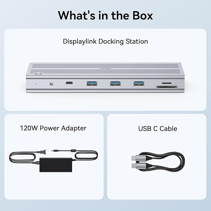 4URPC Laptop Docking Station Triple Display with 120W Power Adapter, Displaylink Docking Station 3 Monitor for MacBook/Mac mini M4, Windows(3 HDMI, 5 USB, Ethernet, SD/microSD)