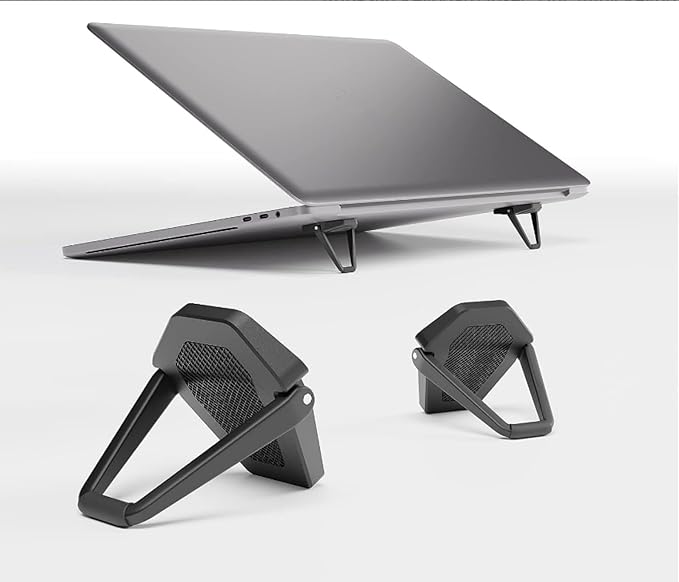 MIYKUISH Portable Invisible Laptop Stand - 2PCS Zinc Alloy Laptop Mini Stand Heat Dissipation Pad, Laptop Lifter for 12-20 Inch Laptops (Black)
