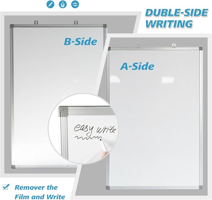 Magnetic Writeboard 18X24 Dry Erase Board Hanging & Wall Mounted Whiteboard S Aluminium Frame Message Boards for Home, School, Office, Kitchen