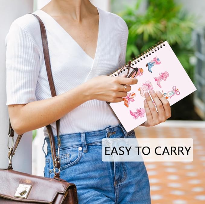 dvhdajed Coquette Western Spiral Notebook, Pink Cowgirl Boots Journaling Notebooks, Preppy Cowgirl Spiral Journal for Girls Women, Girly Western Office School Supplies Gifts, 5.5x8.3 In