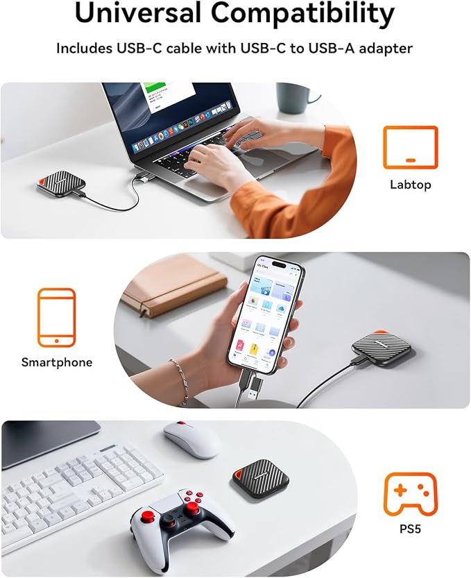 2TB External SSD Up to 2000MB/s, USB 3.2 Gen 2x2 Portable SSD External Solid State Drives Compatible with Game Console/Tablet/Laptop/Mac, Reliable Storage for Gaming, Students, Professionals
