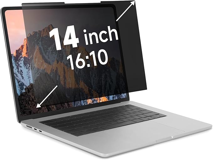 IRUYO FL Nano-Suction Laptop Privacy Screen 14 Inch 16:10, Removable Screen Privacy Shield for Laptop, Anti Glare, Anti Bule Light, Screen Protector for Lenovo HP Dell Acer Asus Thinkpad