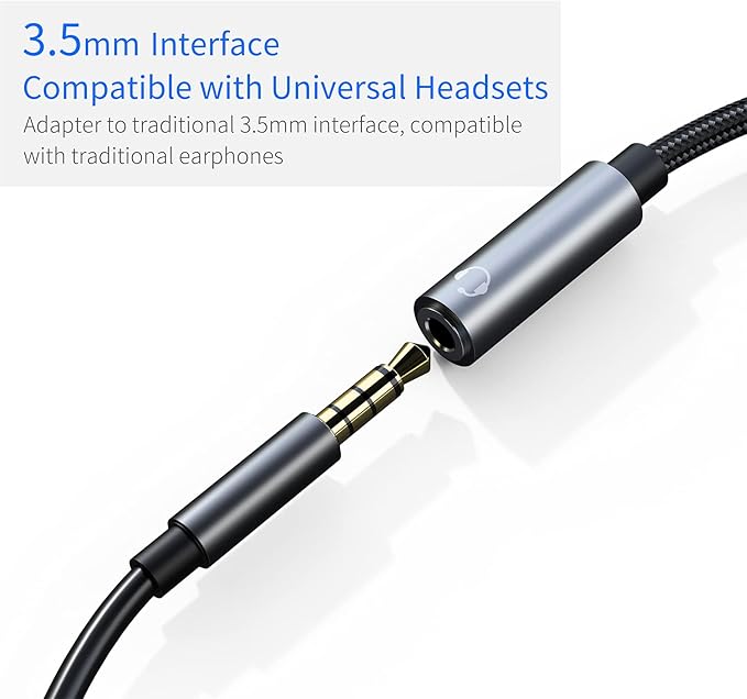 USB c to 3.5mm Headphone and Charger Adapter,2 in-1 USB C PD 3.0 Charging Port to Aux Audio Jack and Fast Charging Dongle Cable Cord (2 Ports-Gray)