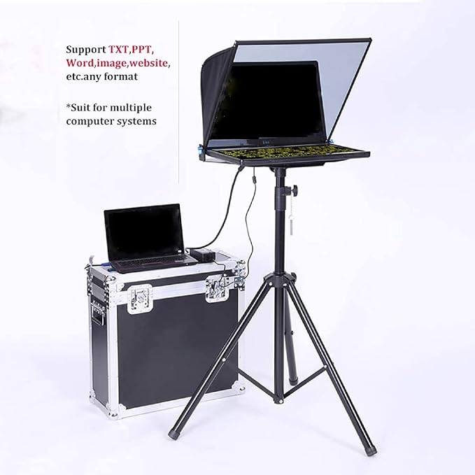 22 Inch Large Teleprompter for Computer Laptop, Professional Video Camera Tablet Prompter with Beamsplitter Glass & Aluminum Carry Case, for TIK Tok Live Short Videos Speech