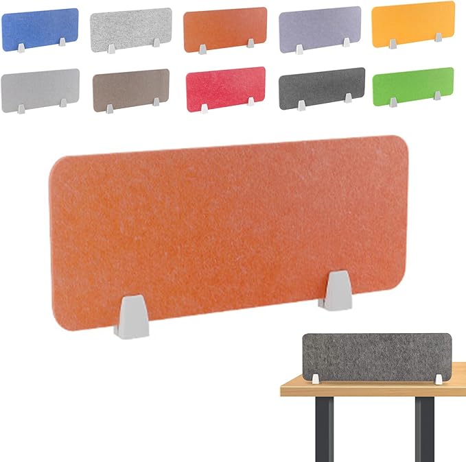 Felt-Covered Panels, soundproof Desk dividers, Removable Acoustic Desk partitions with Two Clips, Suitable for Installation as Privacy Screens in Offices, Studies, classrooms and librari D 11.8x23.6"