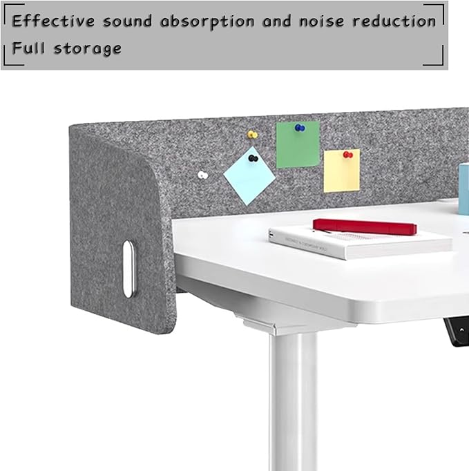 Desk Divider, 23X13X10 in Privacy Partition Panel with Sound-Absorbing Grey Felt Cloth, Narrow Frees Tanding or Clip-On Tabletop Screen for Office Desktop Cubicle