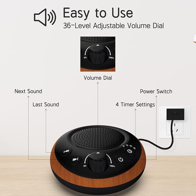 iDealSleep Sound Brown Noise Machine White Noise Machine Nonstop 30 Soothing Sounds Sound Therapy for Baby Kids Adults Sleep Machine 36-Level Vol Auto-Off Timer Memory Function for Home Travel Office