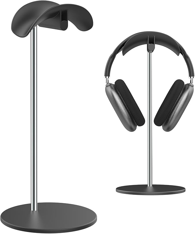 SHUOSUO Headphone Stand, Headset Holder with Solid Base for Desk, Compatible with AirPods Max, Beats, Bose, B&O, Sony, Sennheiser, Gaming, etc (Black)