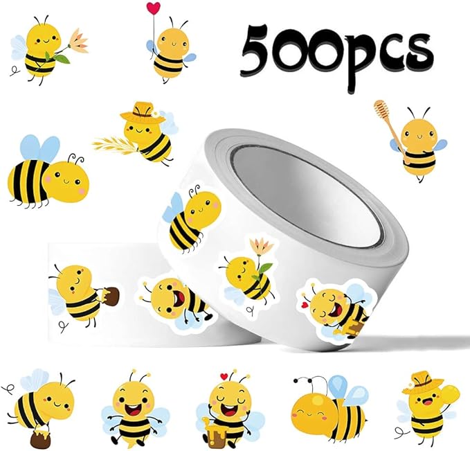 500 Pcs Cute Bee Sticker for Teen - Sticker Graphic - Cartoon Stickers for Water Bottles Laptop Bumblebee Stickers Waterproof Aesthetic Vinyl Decals Stickers for Adults Teens
