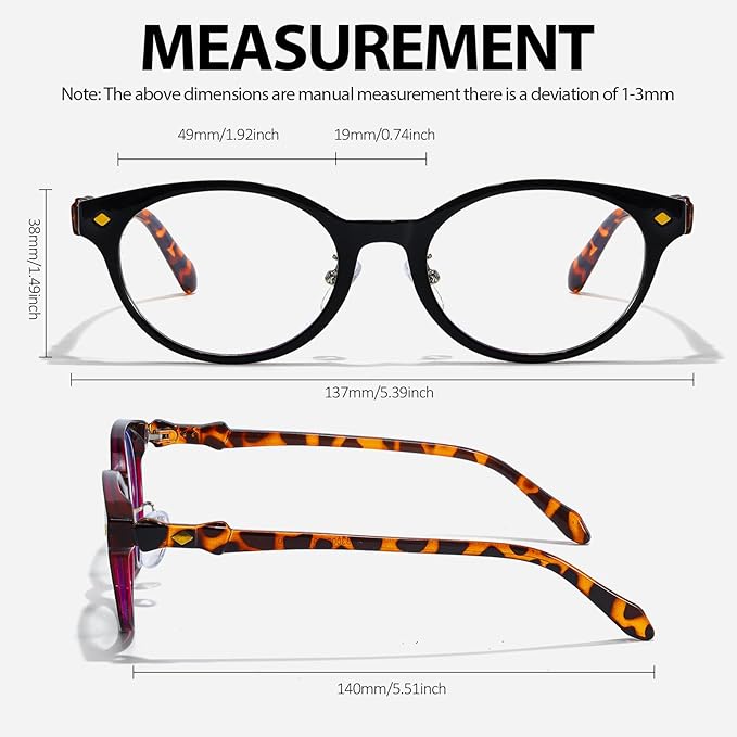 IGnaef Blue Light Blocking Glasses for Women, Oval Frame Bluelight Glasses for Gaming/Computer/Screen BL6216