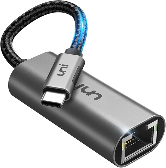 uni USB C to Ethernet Adapter, Driver Free RJ45 to USB C [Thunderbolt 3/4 Compatible], 1Gbps Type-C Gigabit Ethernet LAN Network Adapter for MacBook Pro/Air, iPhone 15 Pro/Max, Dell XPS, Galaxy S8-S24