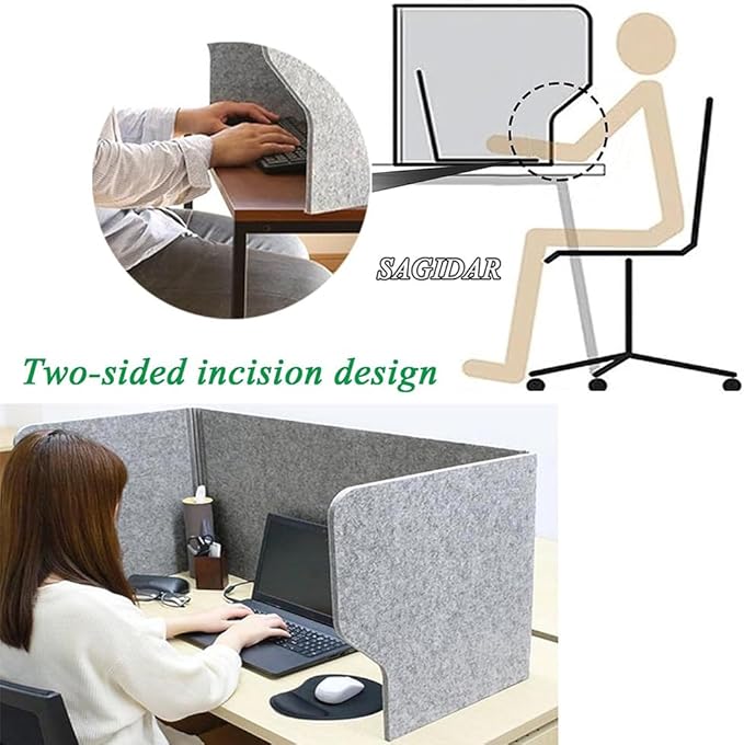 Desk Partition, Sound Absorbing and Noise Reducing Desktop Partition, 60 Cm Privacy Panel, Desk Divider, Polyester Fiber Soundproof Screen