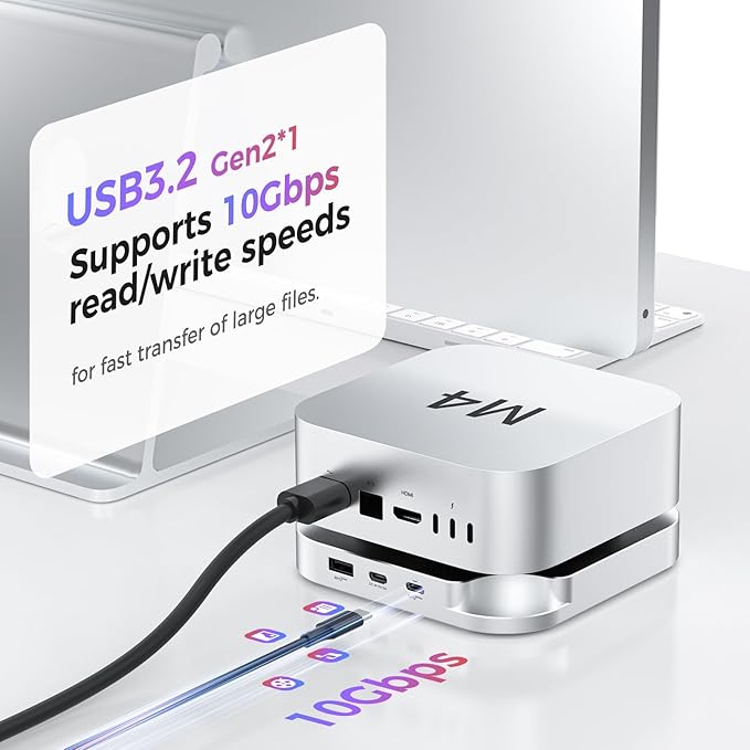 Mac mini M4 Hub with SSD Enclosure and Multi Card Reader, 10Gbps CFexpress Type B/Type A Reader, SD/TF 4.0 Slot, M.2 NVMe Enclosure,USB-C, USB-A, Dock for Content Creator, Photographer, Professional