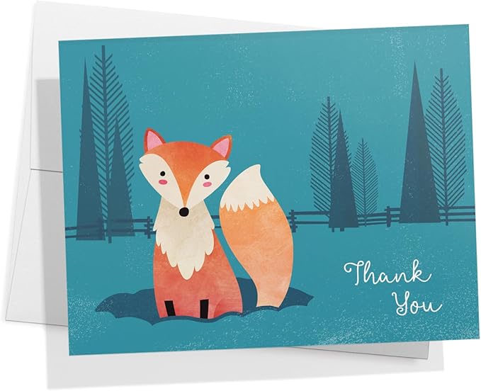 Twigs Paper Thank You Card Set - 12 Assorted Greeting Cards For All Occasions - Thank You Cards with Envelopes - Appreciation Cards - Eco Friendly - Made In USA - 5.5 x 4.25 Inch - Woodland Animals