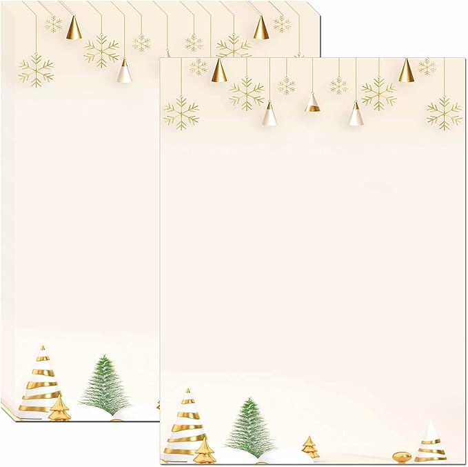 DUGUTUL Premium Festive Christmas Stationery Set Spread Holiday Joy, 48 Sheets, 8.5 x 11 Inches, 100gsm, Perfect for Personalized Gifts and Add Holiday Magic to Your Messages (A)