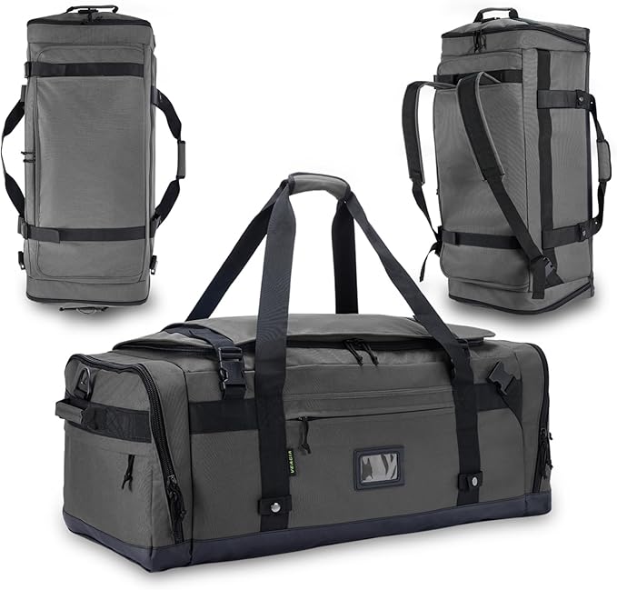 Large Duffle Bag for Travel - Men & Women, Foldable Gym Duffle Backpack, Heavy Duty Tactical Military Canvas Duffel Bags, Extra Big Carry On with Shoe Pockets, Waterproof (80L/103L)