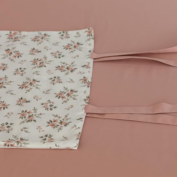 Queen Comforter Set White and Pink Floral Comforter Set for Girls Vintage Garden Flower Leaves Bedding Comforter Set 1 Floral Blush Comforter with 2 Bow Ties Pillowcases Fluffy Botanical Comforter Set
