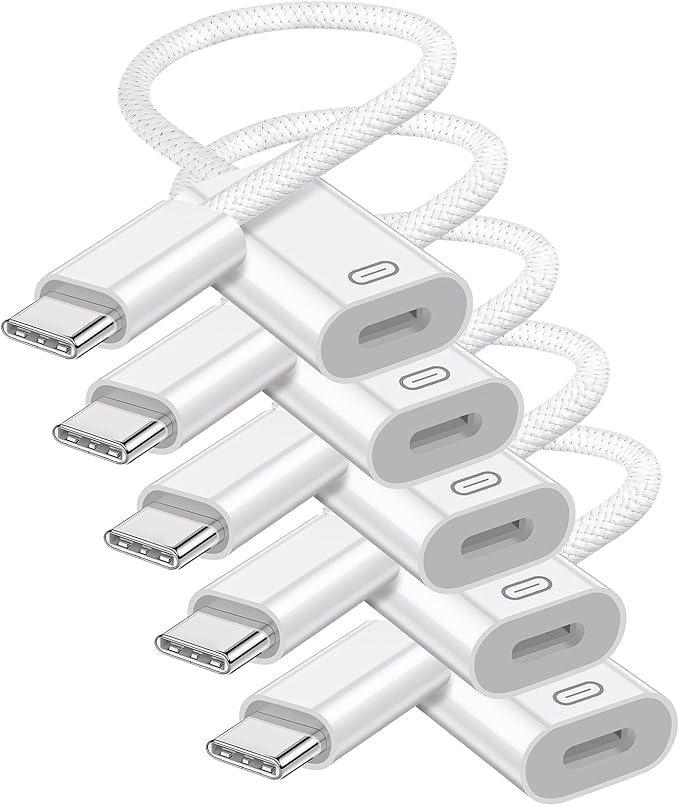 USB C to Lightning Headphone Audio Adapter, Type C Male to Female Lightning Earphone Converter with Charge/Data Transfer, Compatible with iPhone 16/15 Plus/Pro/Max, iPad Pro/Air 6/5/4, MacBook（5 Pack）