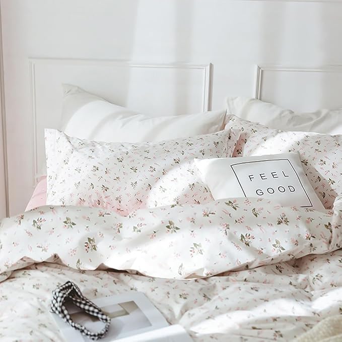 HighBuy Pink Floral Comforter Set Twin XL Garden Botanical Coquette Bedding Comforter Set for Girl Chic Flower Bedding Sets Twin XL Vintage Comforter Sets,1 Pink Floral Comforter with 2 Pillowcases