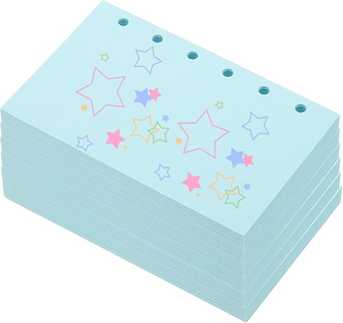 PATIKIL Colored Loose Leaf Paper, 5" x 3.2"(A7) 300 Sheets 6 Holes Punched 150GSM Blank Binder Refill Paper Supplies for Office Note Taking Teacher Planner Journal Notebook, Blue
