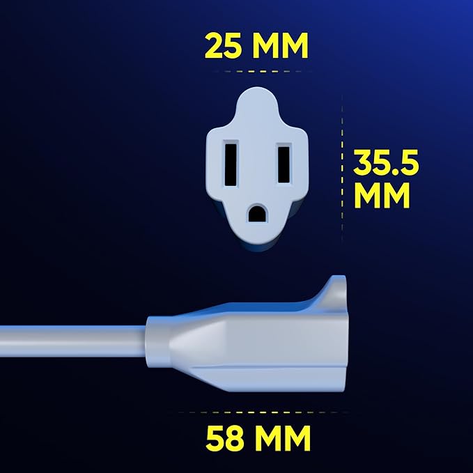 Maximm Cable 10 Feet 14Awg 360° Rotating Flat Plug Extension Cord/Wire, 3 Prong Grounded Wire, Heavy Duty Extension Cord - UL Certified - White