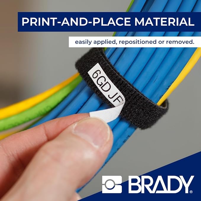 BradyGrip Authentic (M21-750-414) Print-on Hook Labels with Ribbon Featuring Velcro® Brand Hook for M21 Printers - 0.75"