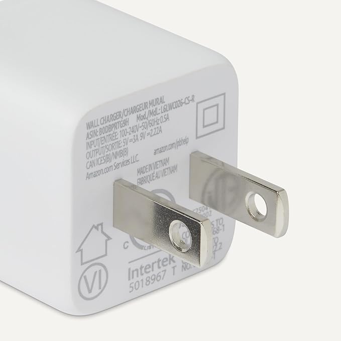 Amazon Basics Fast Charging USB C Nano GaN Wall Charger, 20W 1-Port PD 3.1 for Tablets Phones, White