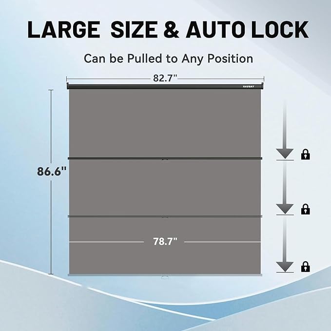 RAUBAY Retractable Pull Down Grey Screen Backdrop - 78.7" x 86.6" Collapsible Wall-Mount Background for Professional Video Production, Photography, TikTok and Video Conferencing