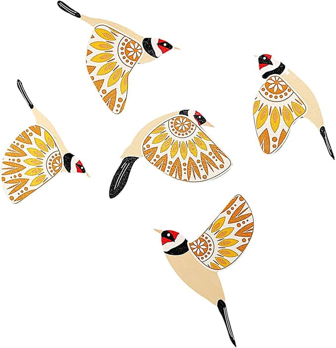 Rulbelok Handcrafted Bird Wall Decors 5Pieces Wooden Hanging Ornaments for Home Decoration Scandinavian Maximalist Styles Gift Wood Nursery Wall Decorations