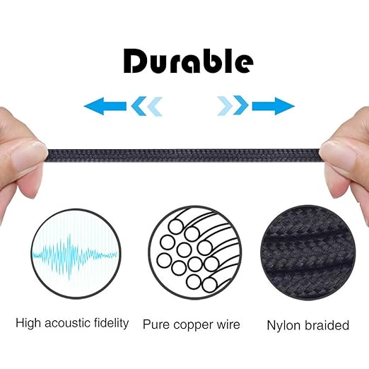 NewFantasia 3.5mm to 2.5mm Male Audio Cable for JBL Tune 710BT, 600BTNC, Live 660NC, 460NC, E45BT E55BT E65BTNC Headphone, Remote Volume Control Mic for iPhone
