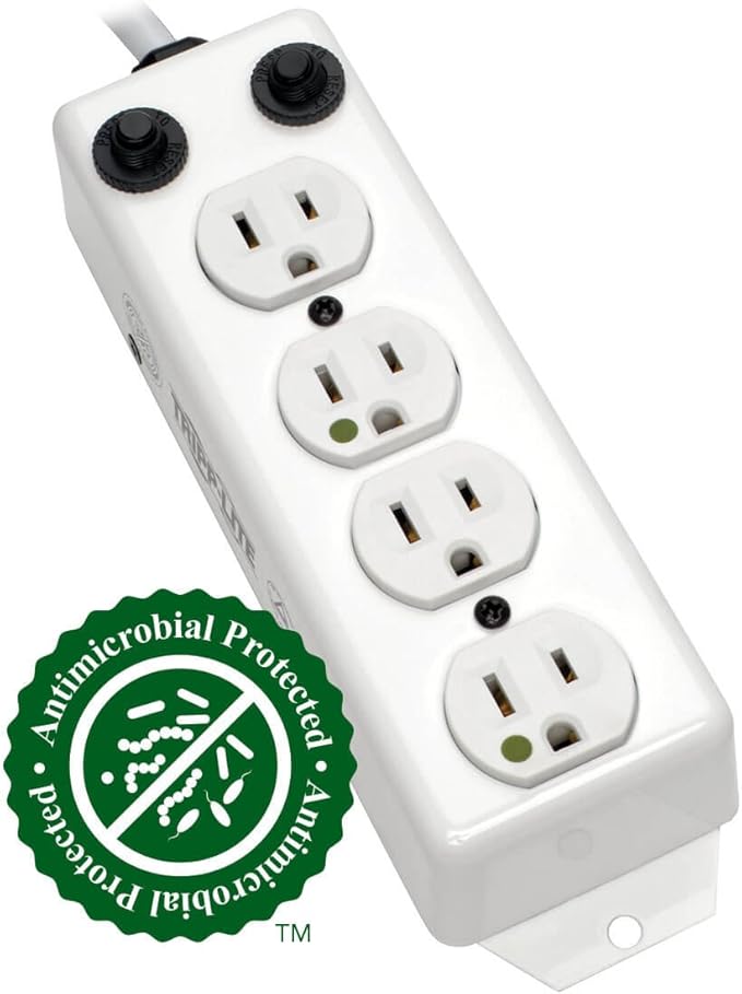 Tripp Lite Safe-IT Medical-Grade Power Strip, 4 15A Hospital-Grade Outlets, 2ft. Cord, UL 1363A (PS-402-HG-OEM)