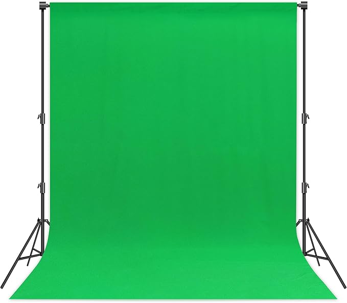 6 x 9 FT Green Screen Backdrop - Polyester Fabric for Video Streaming, Portrait Photoshoot, Wall Mounted, Parties and Small Events