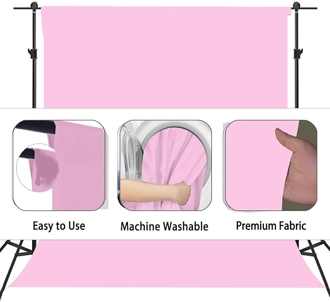 Pink Photo Backdrop for Photoshoot, Pink Photography Backdrop for Portraits, Fabric Background for Product Photography and Video Creation 3FTx5FT