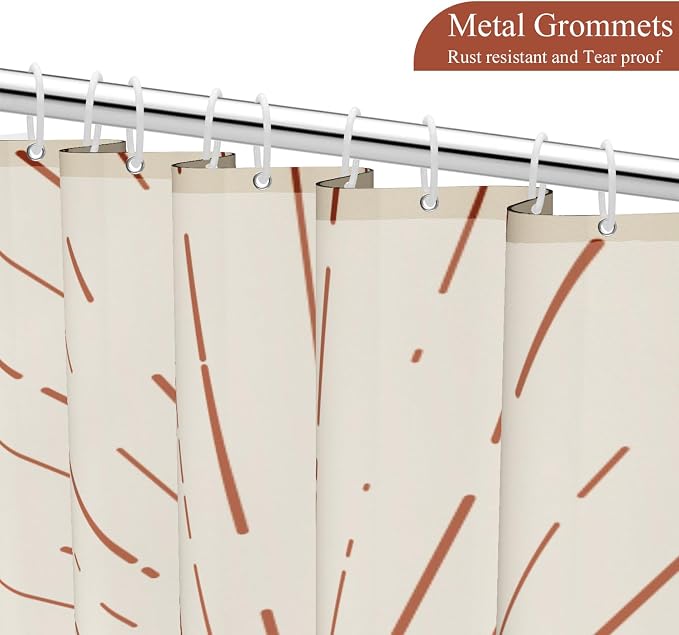 Abstract Mid Century Shower Curtain Boho Sunset Geometric Mountain Forest Aesthetic Shower Curtain Bohemian Minimalist Bathroom Decor Curtains Waterproof Fabric with Hooks 72x84 inch