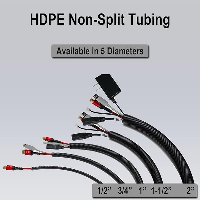 Flexible Polyethylene HDPE Non-Split Corrugated Wire Loom Tubing (Yellow, 1" Dia. x 100 ft)
