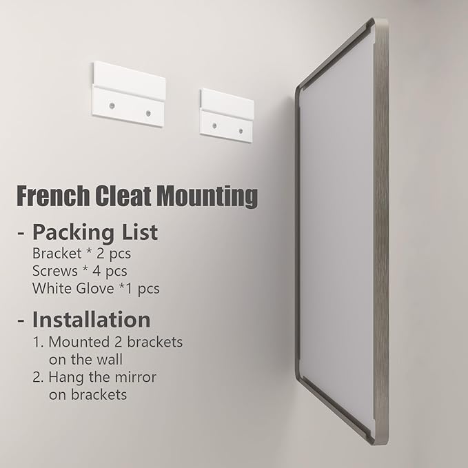 2 Pack of 22x30 Inch Silver Brushed Nickel Bathroom Mirror for Wall, Rounded Rectangle Silver Framed Bathroom Vanity Mirror, Anti-Rust, Shatterproof, Hangs Horizontally or Vertically