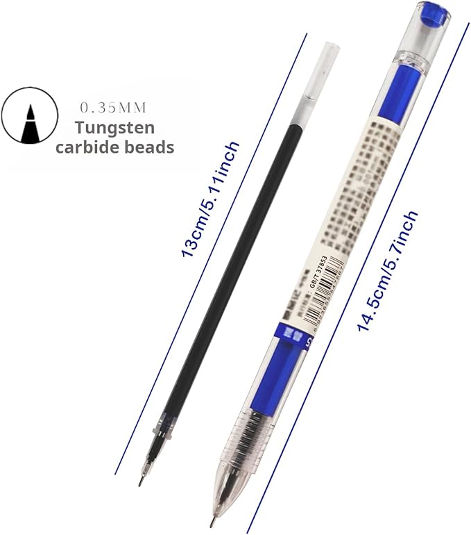 BEMLP Gel Ink Pen Extra Fine Point Pens Ballpoint Pen 0.35mm Blue Premium Liquid Ink Rollerball Pens Quick-Drying For Japanese Office School Stationery Supply 12 Pieces