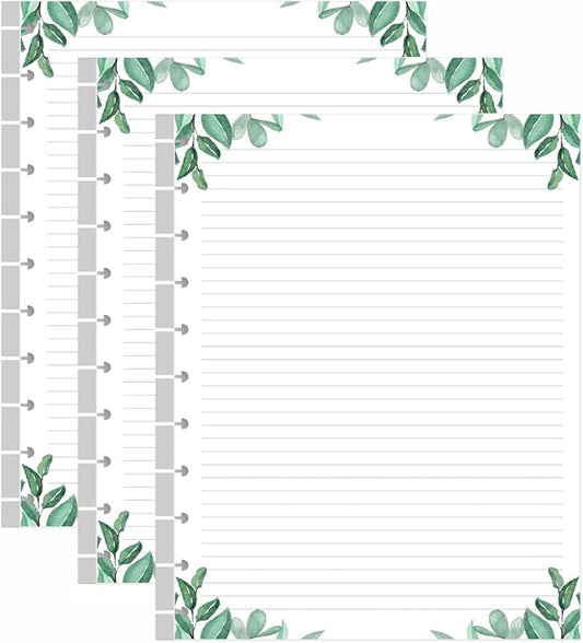 (3-Pack) A4 TUL Discbound Lined Refill Paper, 11-Disc Discbound Ruled Filler Paper, Letter Size 300Sheets / 600Pages Loose-Leaf, 100gsm, 8.5'' x 11'', Leaf