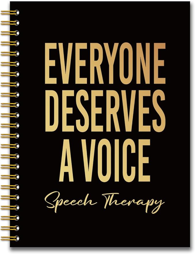 YAZMEEN Speech Therapy Black Gold Spiral Notebook（160 Pages） Everyone Deserves A Voice Blank Hardcover Notebook SLP Gift Funny Notebook Gift for Speech Therapist Speech Language Pathologist Assistant