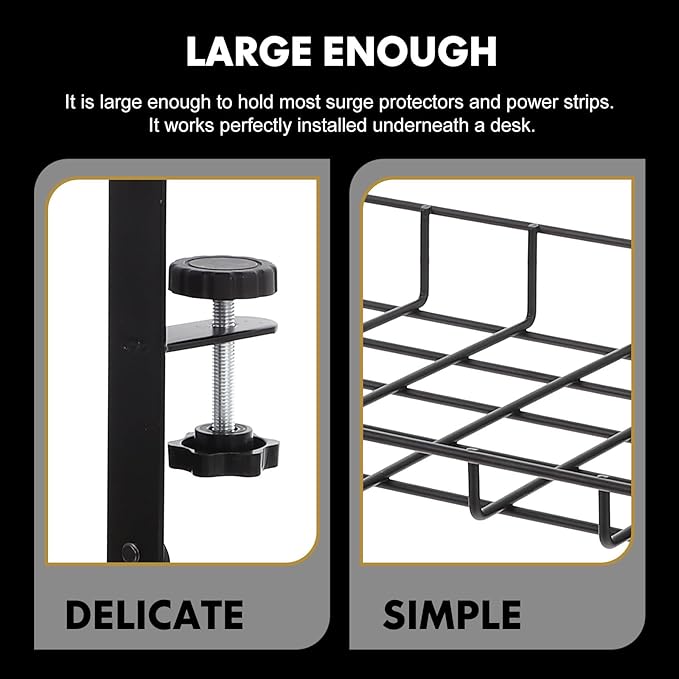 Under Desk Cable Organizer Tray 500Mm No Drill Cable Management Rack Wire Holder for Office Desk Power Strip Storage