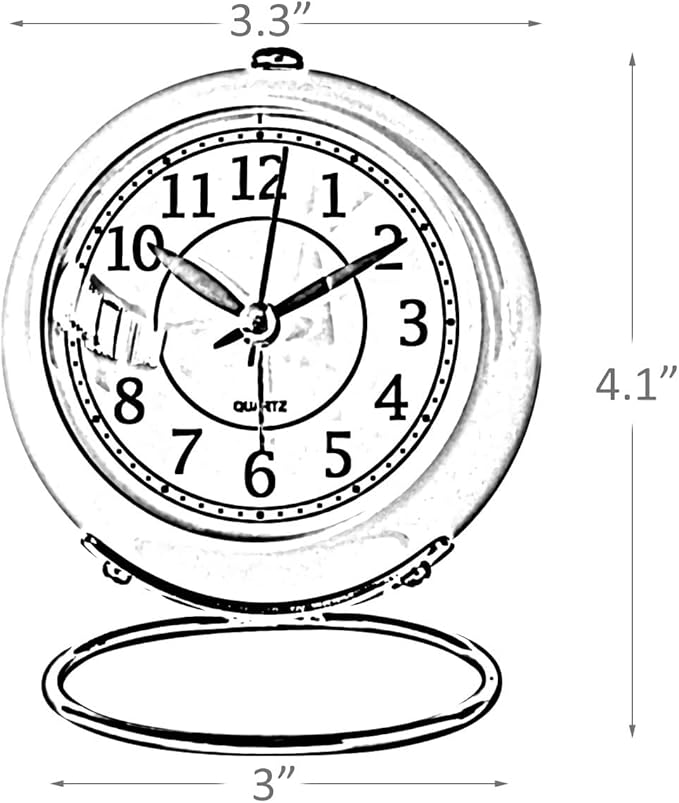 SHISEDECO Small Tableclocks Classic Non-Ticking Tabletop Alarm Clock with Backlight, Battery Operated Astronaut Deskclock with HD Glass for Living Room Bedroom Bedside Indoor Decor (Black)