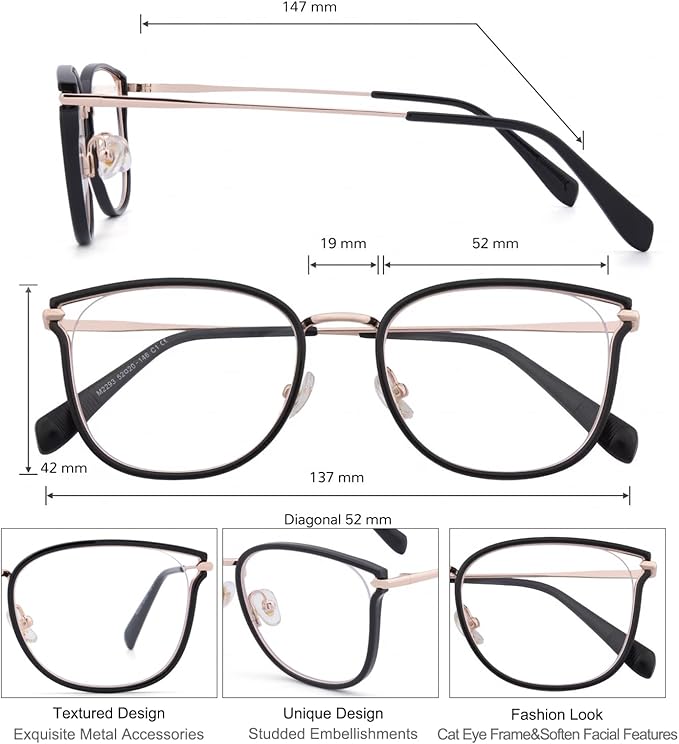 GUDVUE Blue Light Glasses, Computer/Gaming/TV/Phones Glasses for women, Anti Glare/UV400/Eye Strain