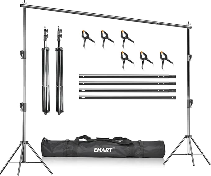 EMART Heavy Duty Backdrop Stand, 10 x 10ft Adjustable Photo Background Support System Kit with Carry Bag for Photography