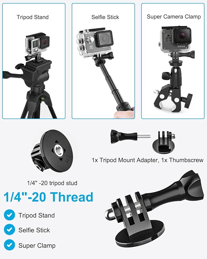 woleyi Large Tablet Mount Holder with 1/4" Screw Thread for Spin Bike, Treadmill, Microphone Stand, Tripod Adapter, Exercise Bicycle, Handlebar, for iPad Pro 13 Air & 9.5-14.5" Tablet, Gopro, Camera