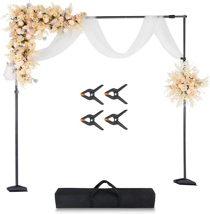 VEVOR Backdrop Stand, 8.5 x 10 ft Adjustable Photo Backdrop Stand Kit, Portable Background with 7 Crossbars, Heavy Duty Projector Screen, for Wedding, Photo Video Studio & Party