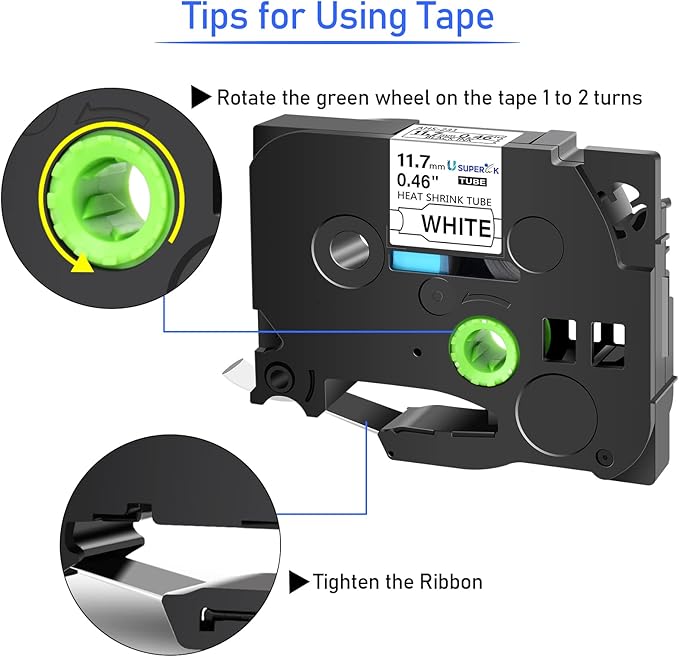 3 Pack HSe-231 Heat Shrink Tube Label Compatible for Brother Ptouch HSe231 HS-231 0.46'' 11.7mm Black on White Heat Shrink Tube Label Tape for PT-D210 PT-D400 PT-E300 PT-E500