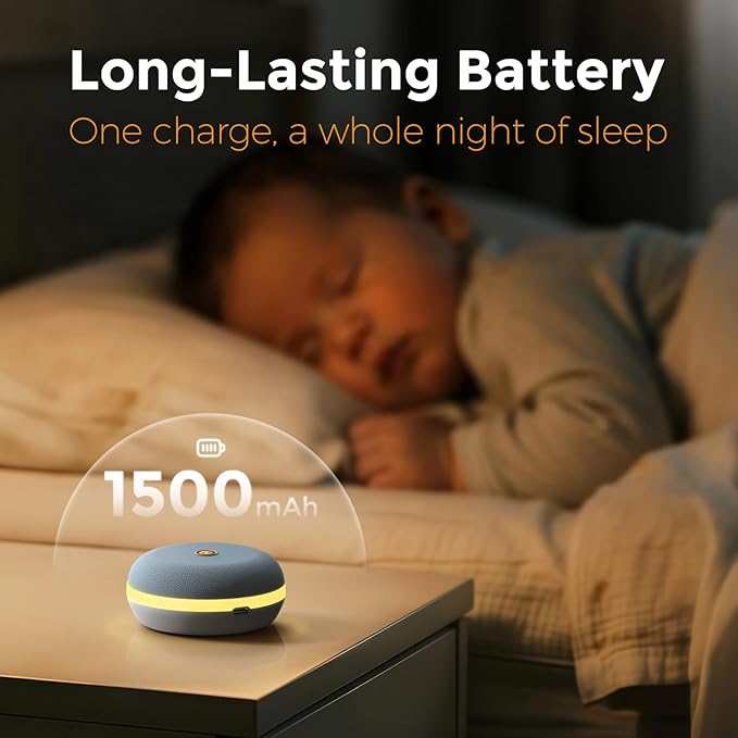 Gianna Portable White Noise Machine, Custom Recording, Free Updateable Sound Library, Rechargeable Sleep Machine with Light & Timer, Baby Sound Machine for Sleeping and Travel