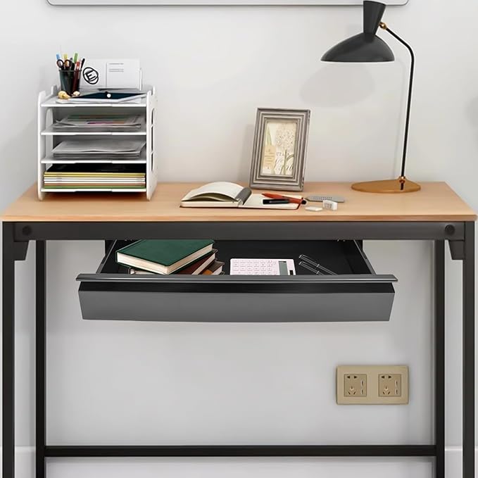 22" Under Desk Drawer Slide Out For Office Desk, Storage Organizer For Sit Stand Workstation, Black