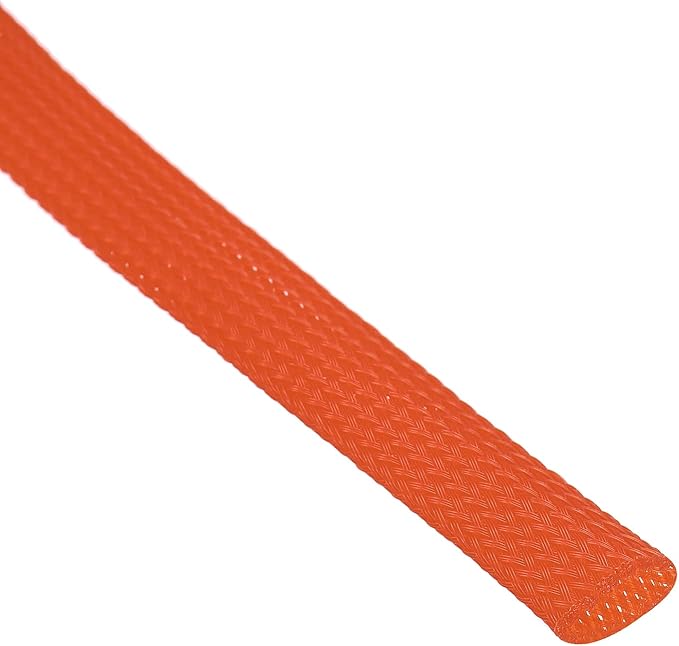 uxcell PET Expandable Sleeving 25ft 1/2" Orange Cable Management Sleeve Cord Organizer for Wrap Protect Cable